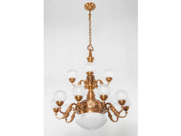 PECS - Brass chandelier by Patinas Lighting - view 2
